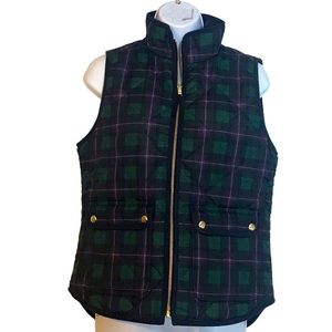 J. Crew Factory Plaid Tartan Quilted Vest With Pockets Women’s Size X Small